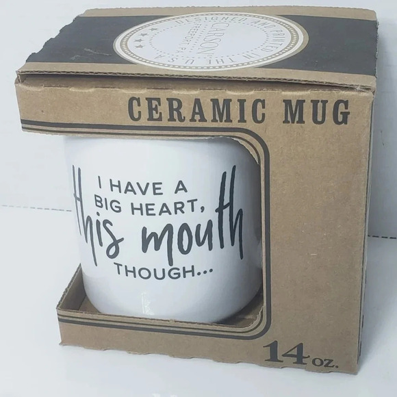 NWT,Carson Freeport PA USA 14oz White/Black  Ceramic Mug. - Picture 1 of 4